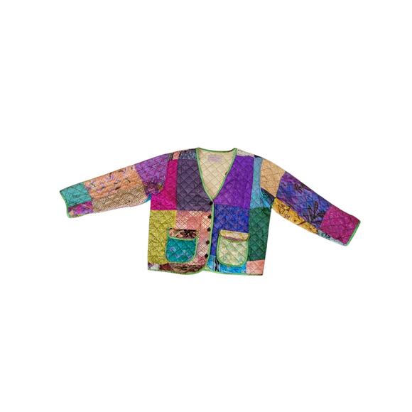 Sacred Threads Jackets & Blazers - Sacred Threads Silk Quilted Patchwork Artsy Cottage Granola Girl Jacket Size XL